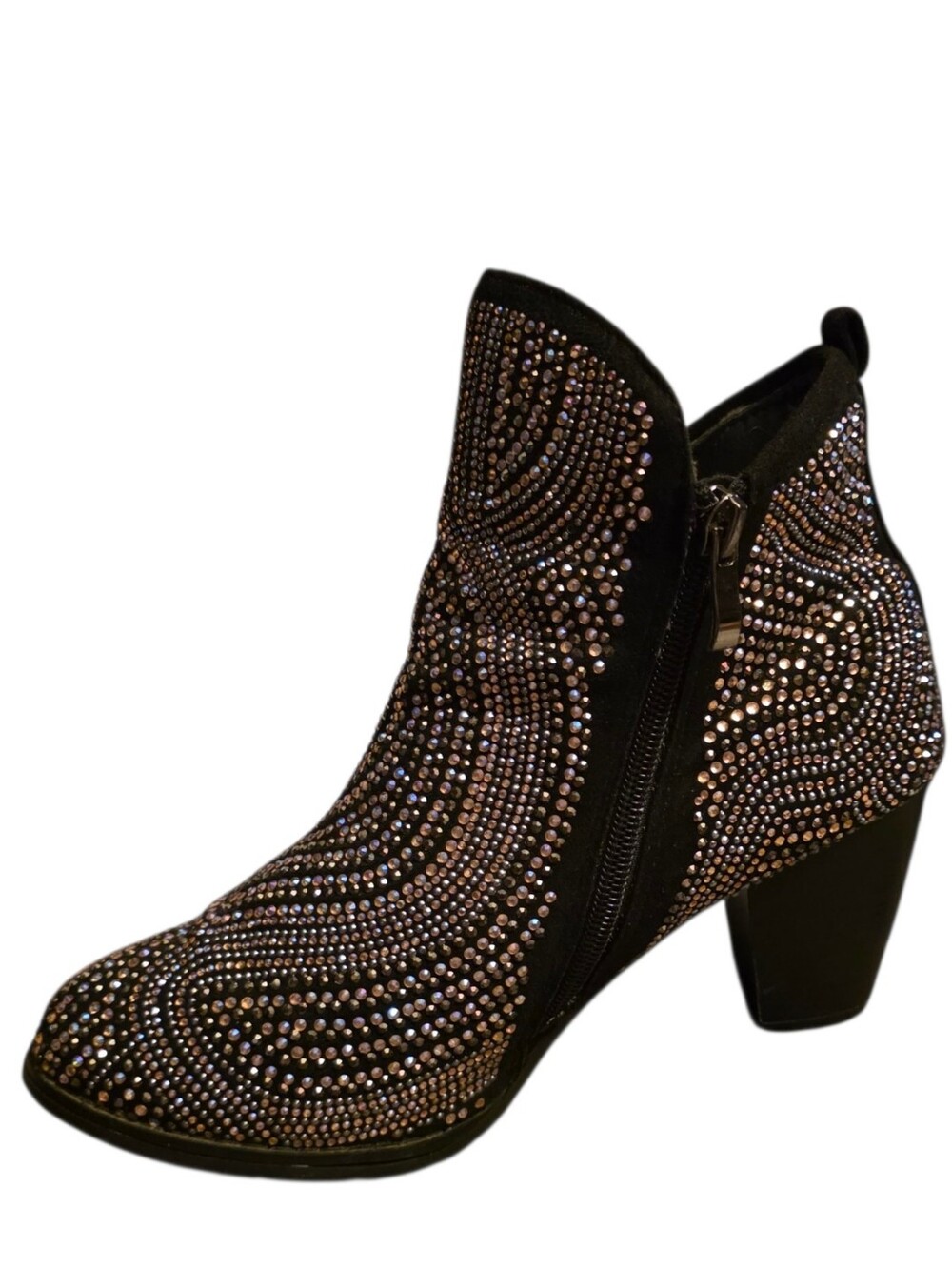Beacon Bel-Air Rhinestone Ankle Boot Micro Suede Side Zip